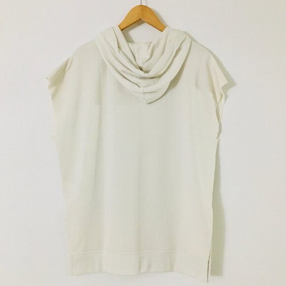 NEW! GAP Cut-Off Sleeve Pullover Hoodie Tunic Color Stone - M - Picture 3 of 12